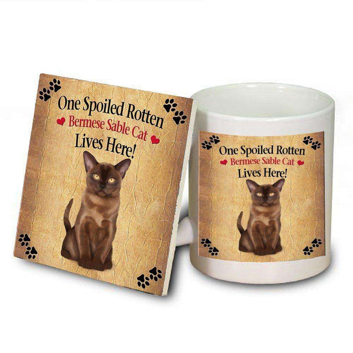 Bermese Sable Spoiled Rotten Cat Mug and Coaster Set