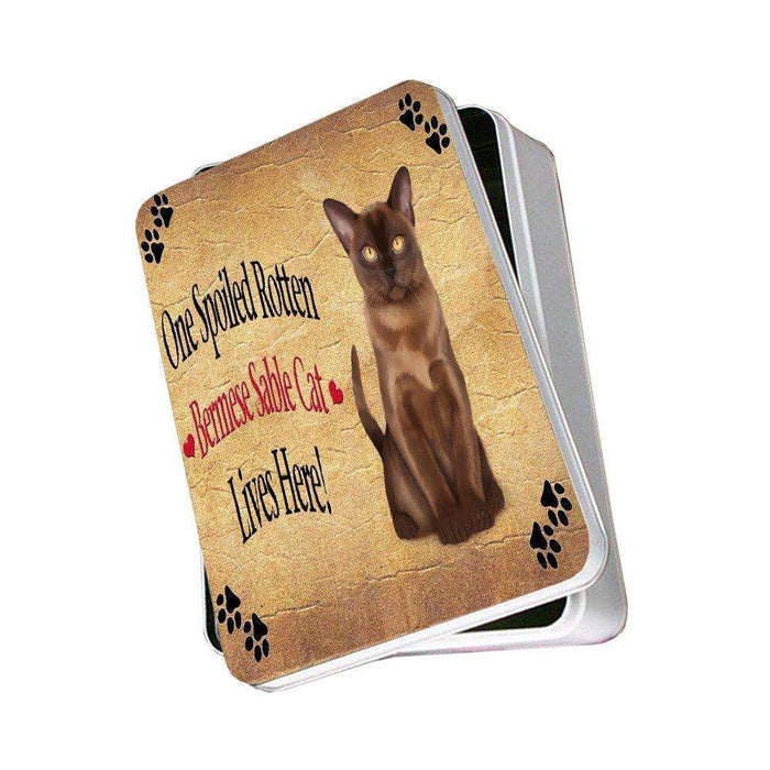 Bermese Sable Spoiled Rotten Cat Photo Storage Tin