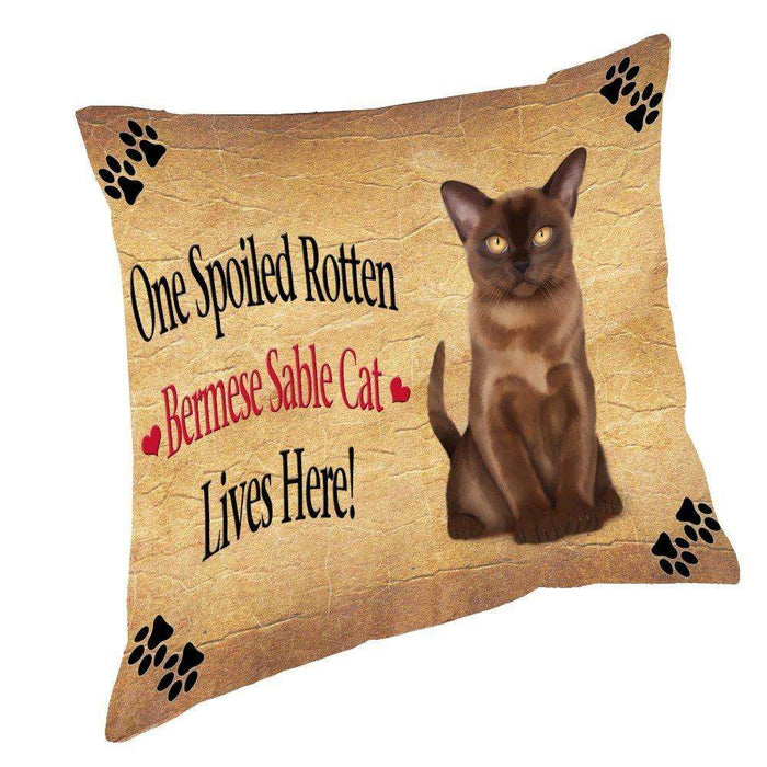 Bermese Sable Spoiled Rotten Cat Throw Pillow