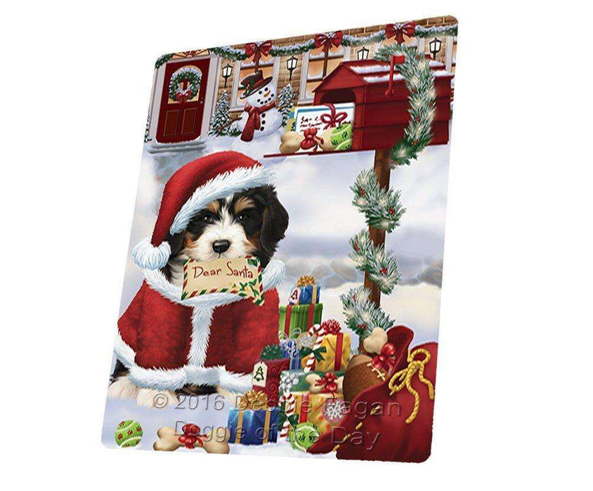 Bernedoodle Dear Santa Letter Christmas Holiday Mailbox Dog Art Portrait Print Woven Throw Sherpa Plush Fleece Blanket