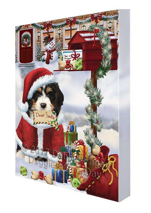 Bernedoodle Dear Santa Letter Christmas Holiday Mailbox Dog Canvas Wall Art