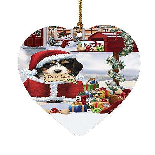 Bernedoodle Dear Santa Letter Christmas Holiday Mailbox Dog Heart Ornament