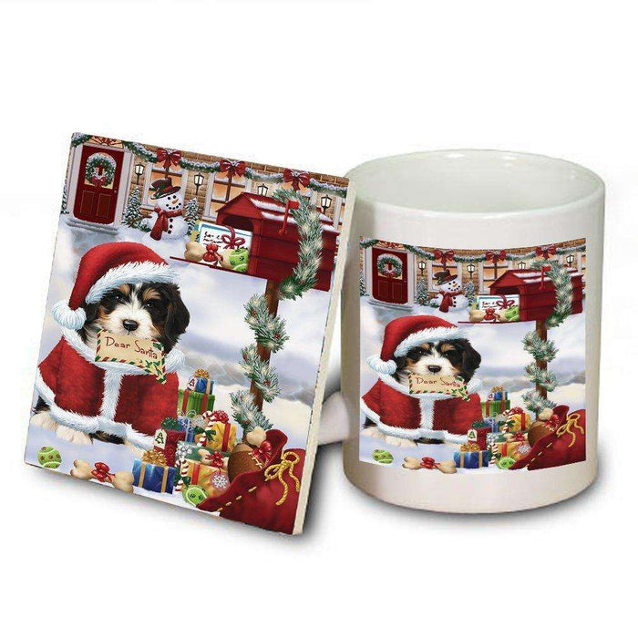Bernedoodle Dear Santa Letter Christmas Holiday Mailbox Dog Mug and Coaster Set