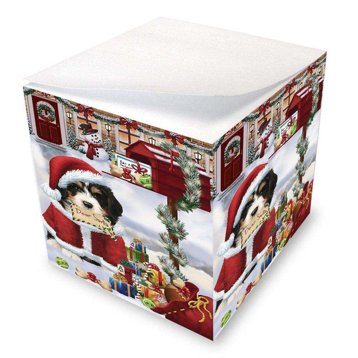 Bernedoodle Dear Santa Letter Christmas Holiday Mailbox Dog Note Cube D120