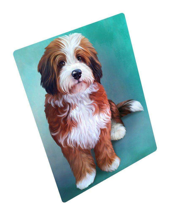 Bernedoodle Dog Art Portrait Print Woven Throw Sherpa Plush Fleece Blanket