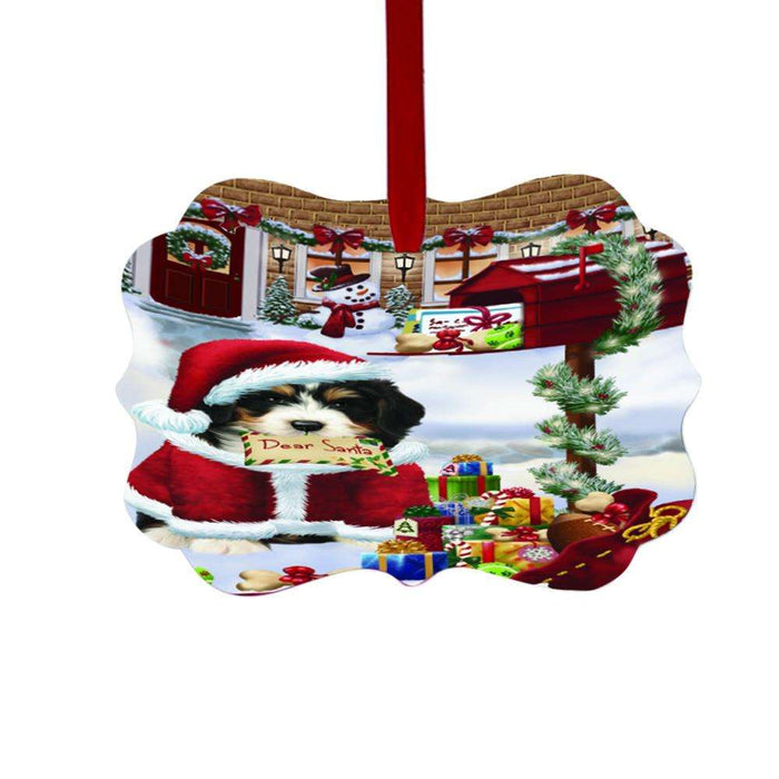 Bernedoodle Dog Dear Santa Letter Christmas Holiday Mailbox Double-Sided Photo Benelux Christmas Ornament LOR49011
