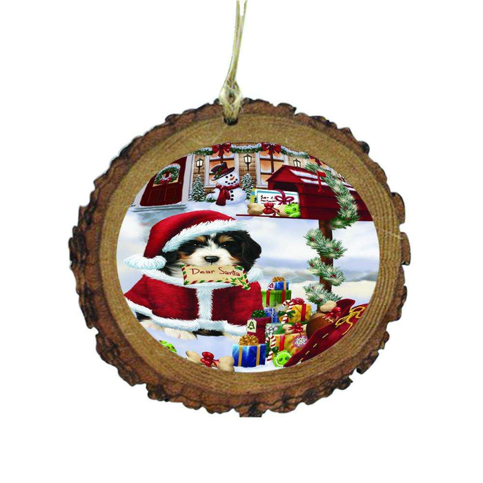 Bernedoodle Dog Dear Santa Letter Christmas Holiday Mailbox Wooden Christmas Ornament WOR49011