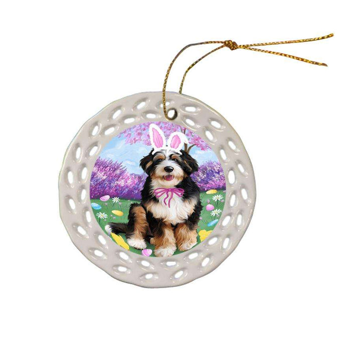 Bernedoodle Dog Easter Holiday Ceramic Doily Ornament DPOR49048
