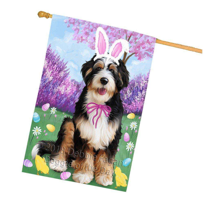 Bernedoodle Dog Easter Holiday House Flag FLG49013