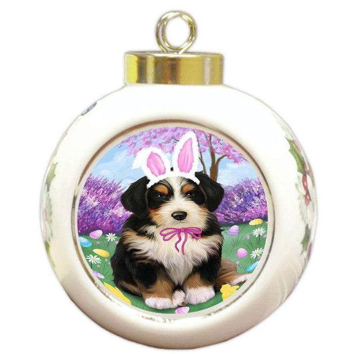 Bernedoodle Dog Easter Holiday Round Ball Christmas Ornament RBPOR49049