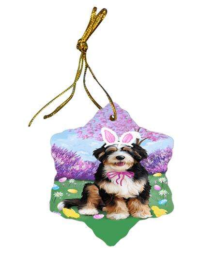 Bernedoodle Dog Easter Holiday Star Porcelain Ornament SPOR49040