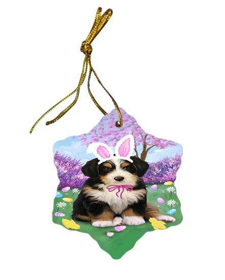 Bernedoodle Dog Easter Holiday Star Porcelain Ornament SPOR49041