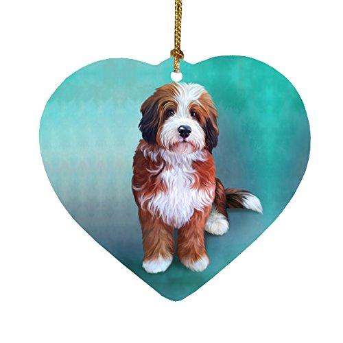Bernedoodle Dog Heart Christmas Ornament