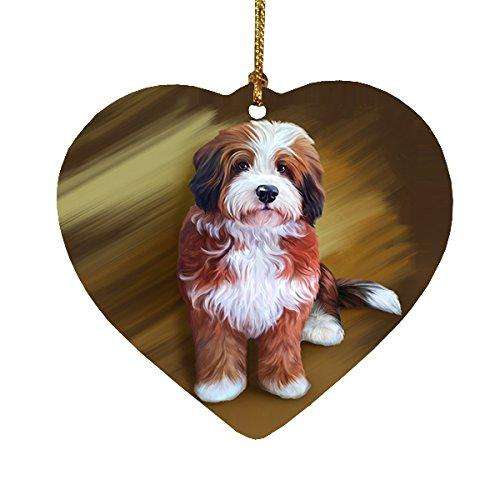 Bernedoodle Dog Heart Christmas Ornament