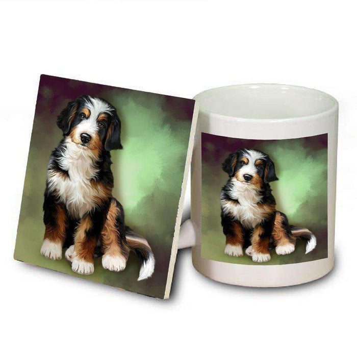 Bernedoodle Dog Mug and Coaster Set