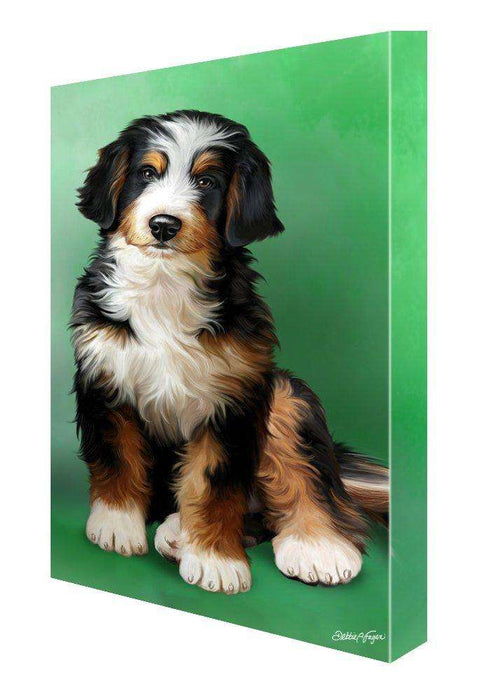 Bernedoodle Dog Painting Printed on Canvas Wall Art Signed