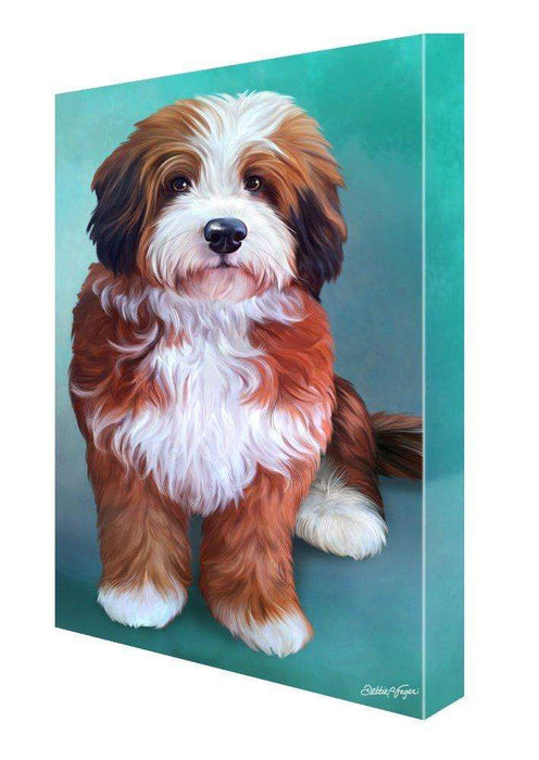 Bernedoodle Dog Painting Printed on Canvas Wall Art Signed