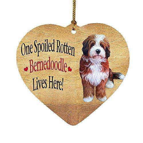 Bernedoodle Spoiled Rotten Dog Heart Christmas Ornament