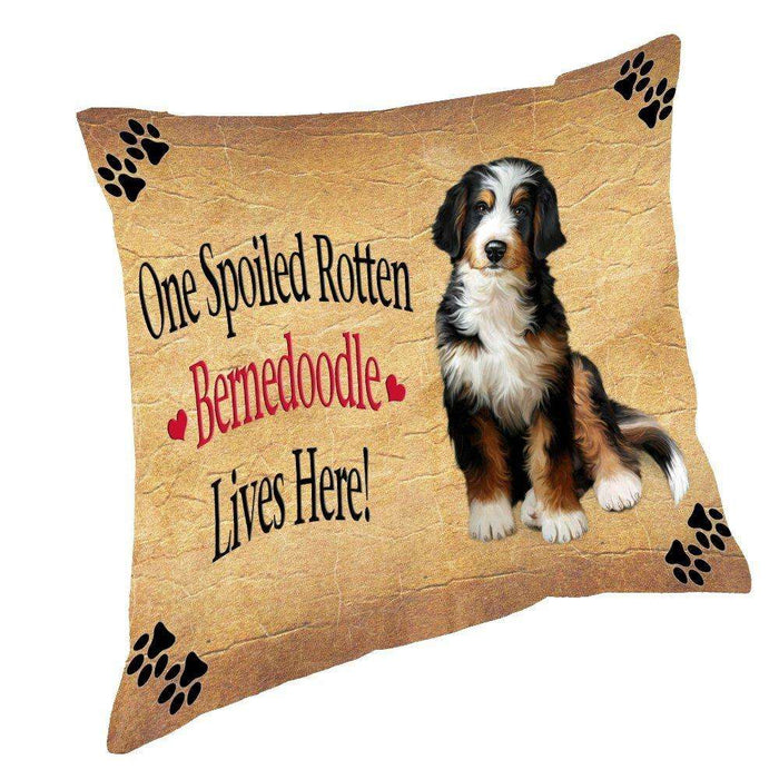 Bernedoodle Spoiled Rotten Dog Throw Pillow