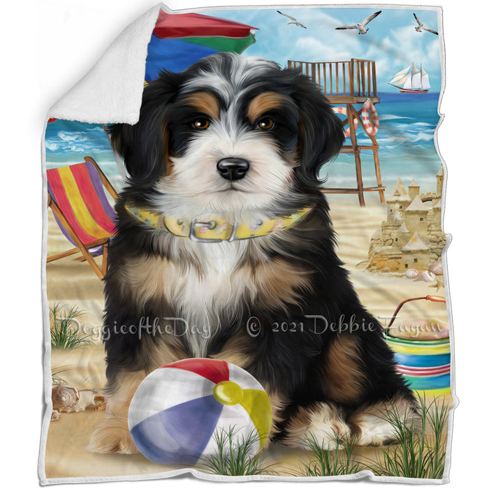 Pet Friendly Beach Bernedoodle Dog Blanket BLNKT65505
