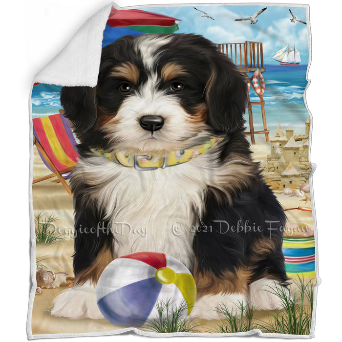 Pet Friendly Beach Bernedoodle Dog Blanket BLNKT65523