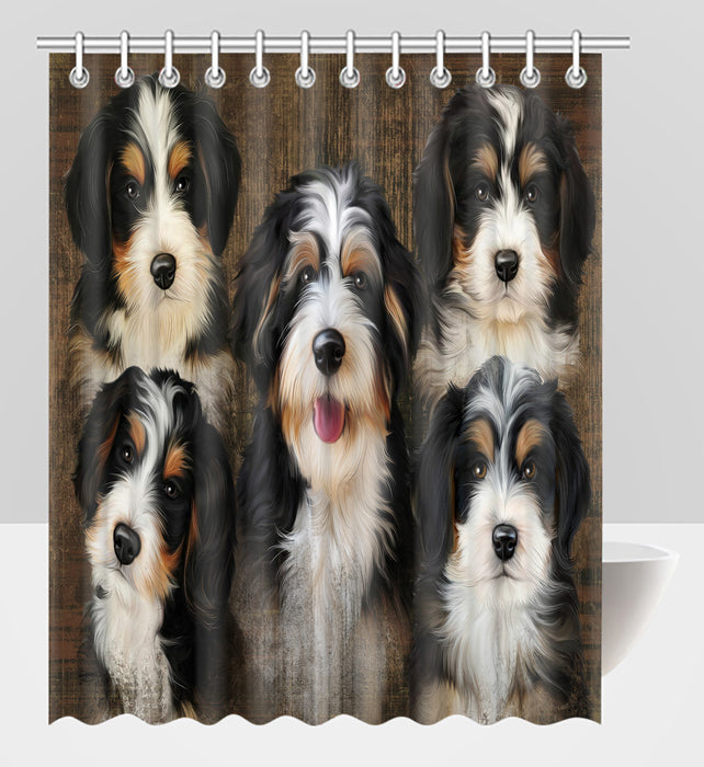 Rustic Bernedoodle Dogs Shower Curtain