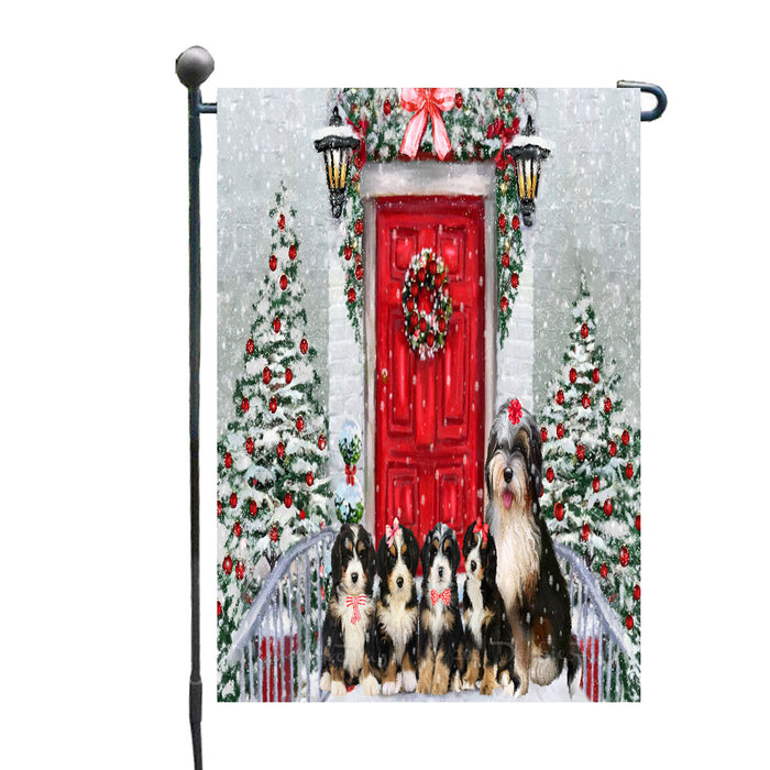 Christmas Holiday Welcome Bernedoodle Dogs Garden Flags- Outdoor Double Sided Garden Yard Porch Lawn Spring Decorative Vertical Home Flags 12 1/2"w x 18"h