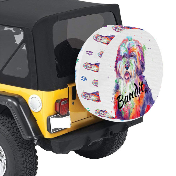 Custom Pet Name Personalized Watercolor Bernedoodle Dog Car Tire Cover