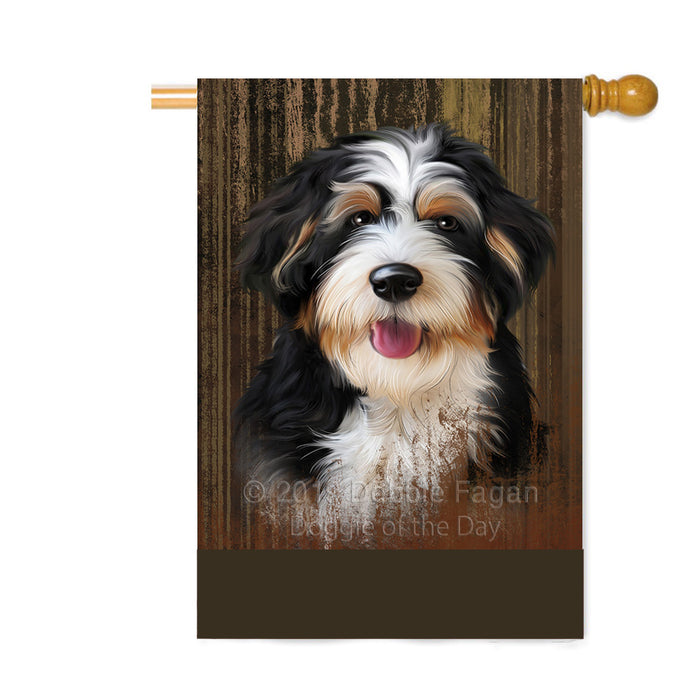 Personalized Rustic Bernedoodle Dog Custom House Flag FLG64504