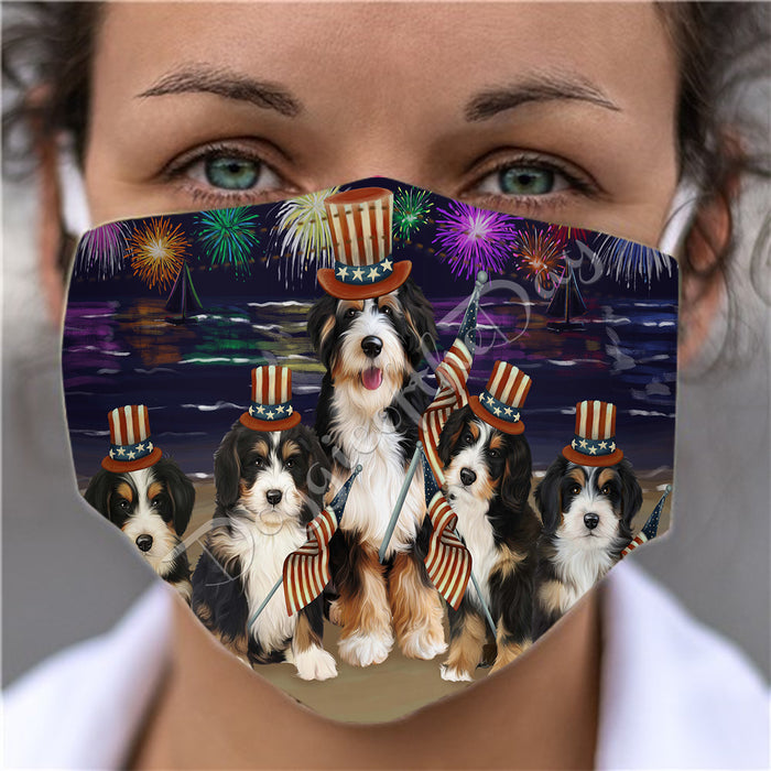 4th of July Independence Day Bernedoodle Dogs Face Mask FM49377