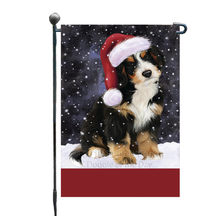 Personalized Let It Snow Happy Holidays Bernedoodle Dog Custom Garden Flags GFLG-DOTD-A62257