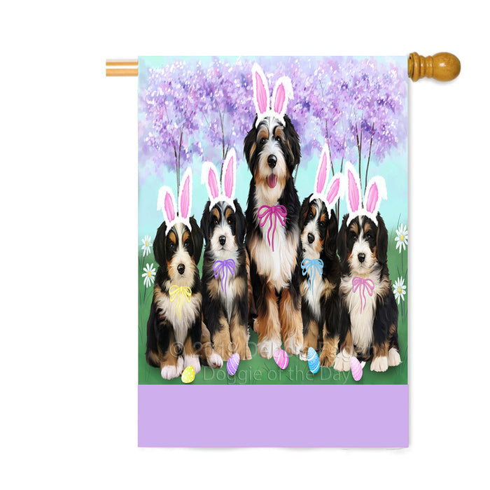 Personalized Easter Holiday Bernedoodle Dogs Custom House Flag FLG-DOTD-A58811