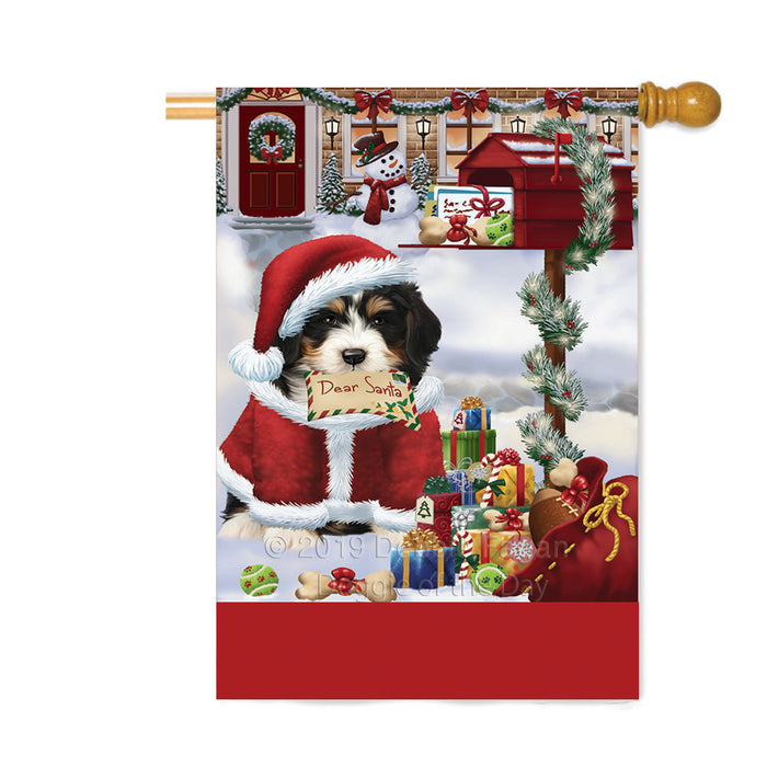 Personalized Happy Holidays Mailbox Bernedoodle Dog Christmas Custom House Flag FLG-DOTD-A59955