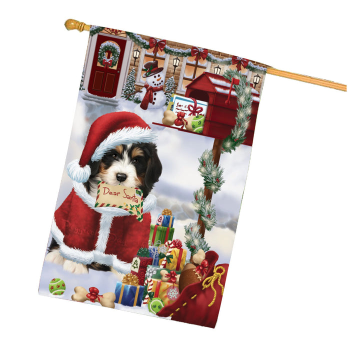 Dear Santa Mailbox Christmas Bernedoodle Dog House Flag Outdoor Decorative Double Sided Pet Portrait Weather Resistant Premium Quality Animal Printed Home Decorative Flags 100% Polyester FLG67934