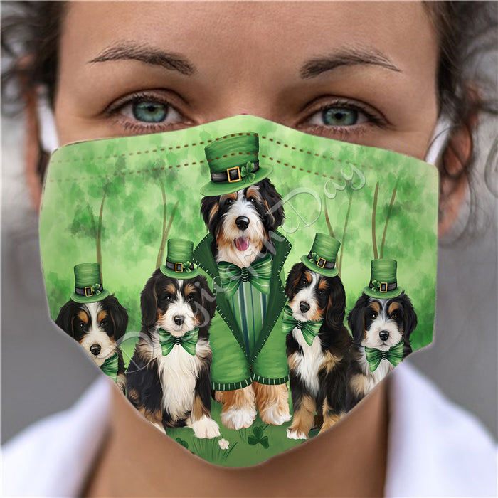 St. Patricks Day Irish Bernedoodle Dogs Face Mask FM50124
