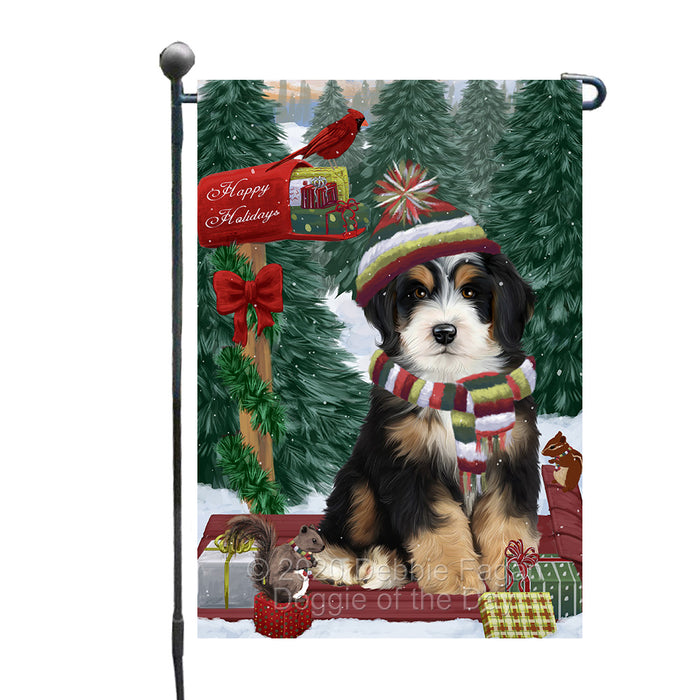 Christmas Woodland Sled Bernedoodle Dog Garden Flags Outdoor Decor for Homes and Gardens Double Sided Garden Yard Spring Decorative Vertical Home Flags Garden Porch Lawn Flag for Decorations GFLG68405