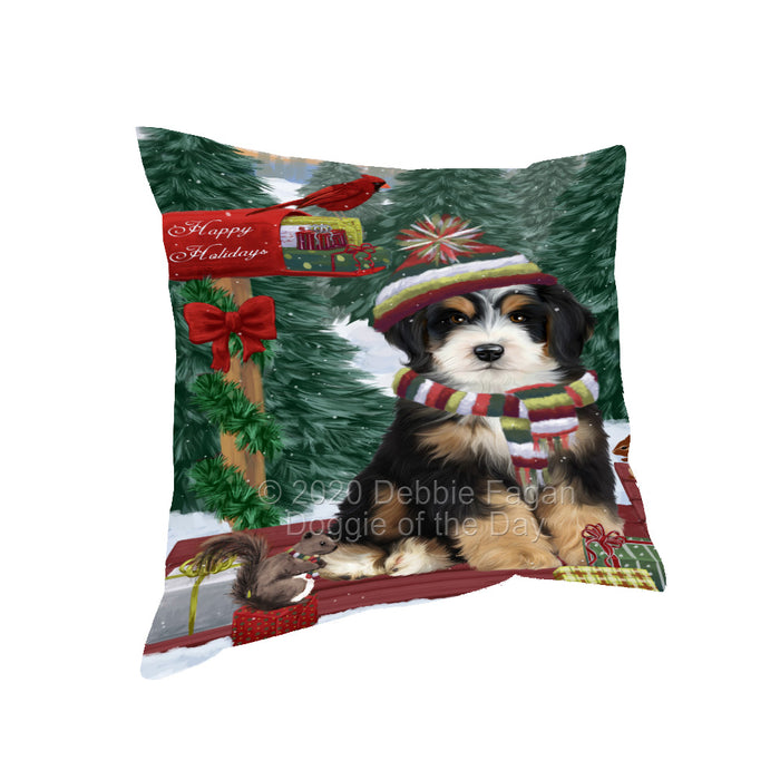 Christmas Woodland Sled Bernedoodle Dog Pillow with Top Quality High-Resolution Images - Ultra Soft Pet Pillows for Sleeping - Reversible & Comfort - Ideal Gift for Dog Lover - Cushion for Sofa Couch Bed - 100% Polyester, PILA93565