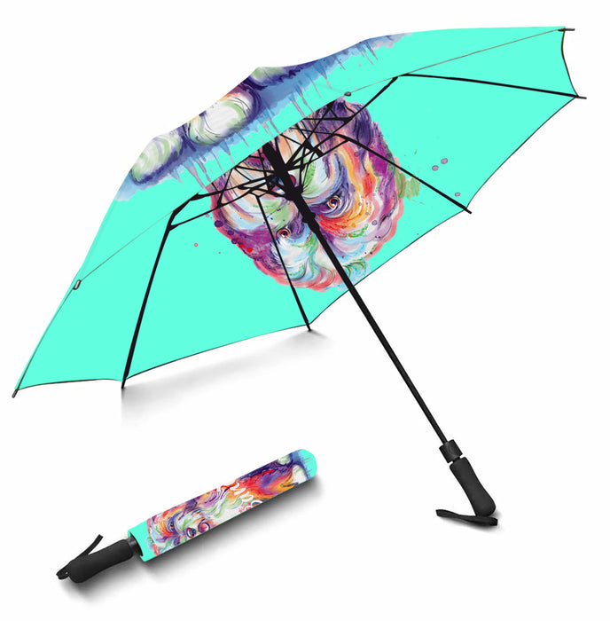 Custom Pet Name Personalized Watercolor Bernedoodle DogSemi-Automatic Foldable Umbrella