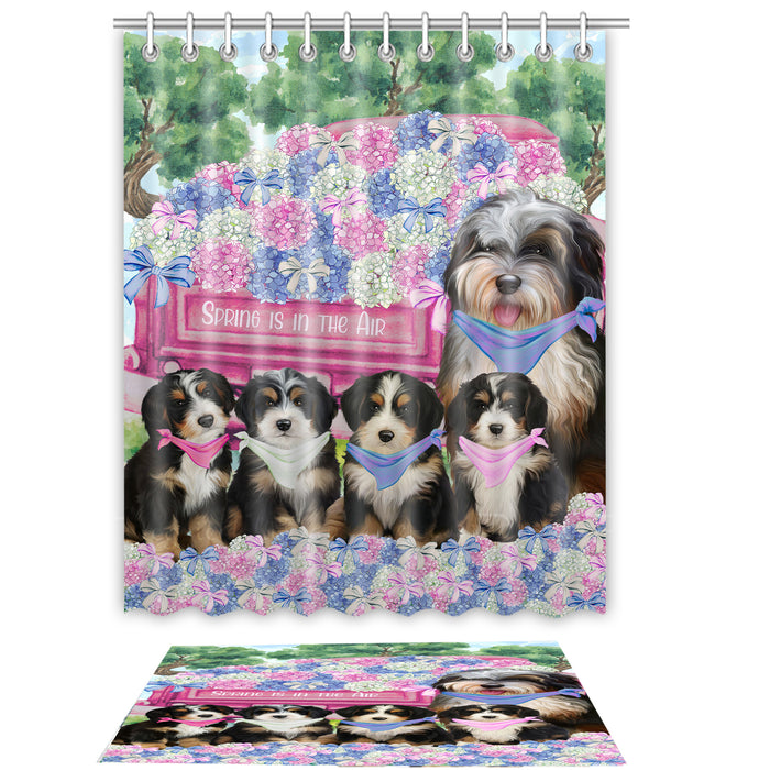 Bernedoodle Shower Curtain with Bath Mat Set, Custom, Curtains and Rug Combo for Bathroom Decor, Personalized, Explore a Variety of Designs, Dog Lover's Gifts