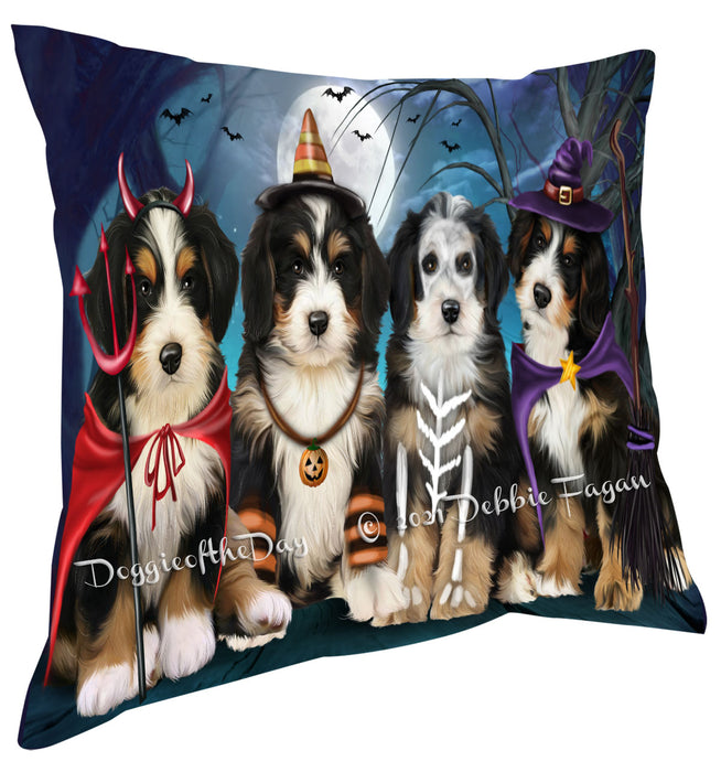 Happy Halloween Trick or Treat Bernedoodle Dogs Pillow with Top Quality High-Resolution Images - Ultra Soft Pet Pillows for Sleeping - Reversible & Comfort - Ideal Gift for Dog Lover - Cushion for Sofa Couch Bed - 100% Polyester, PILA88468