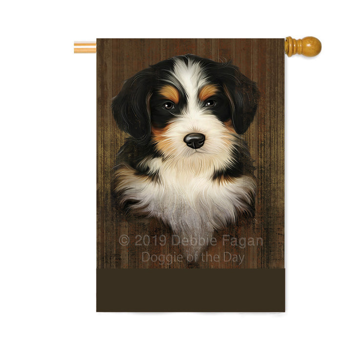 Personalized Rustic Bernedoodle Dog Custom House Flag FLG64505