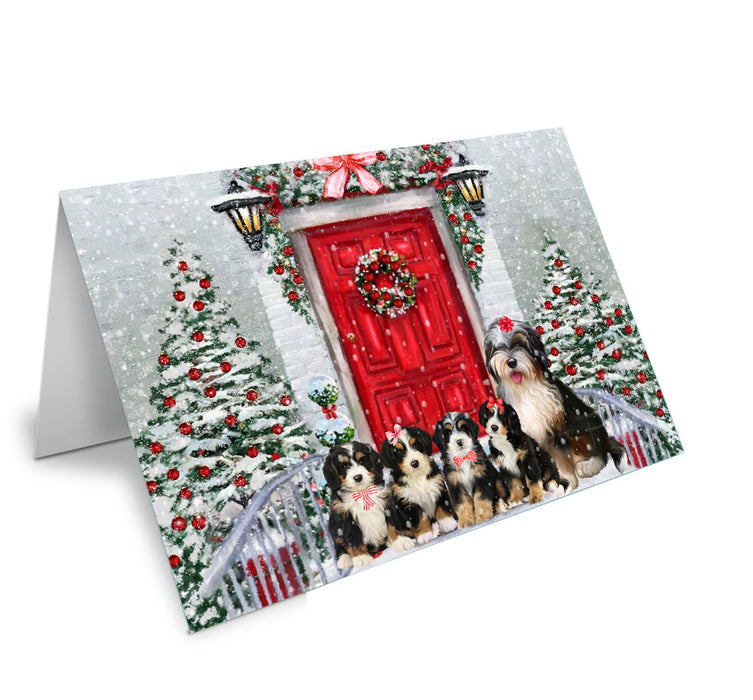 Christmas Holiday Welcome Bernedoodle Dog Handmade Artwork Assorted Pets Greeting Cards and Note Cards with Envelopes for All Occasions and Holiday Seasons