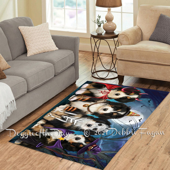 Happy Halloween Trick or Treat Bernedoodle Dogs Polyester Living Room Carpet Area Rug ARUG66159
