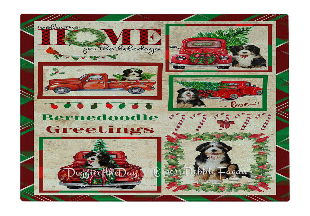 Welcome Home for Christmas Holidays Bernedoodle Dogs Cutting Board - Easy Grip Non-Slip Dishwasher Safe Chopping Board Vegetables C78868