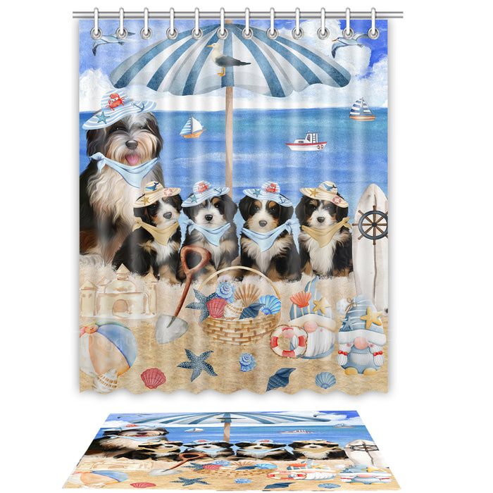 Bernedoodle Shower Curtain & Bath Mat Set - Explore a Variety of Custom Designs - Personalized Curtains with hooks and Rug for Bathroom Decor - Dog Gift for Pet Lovers