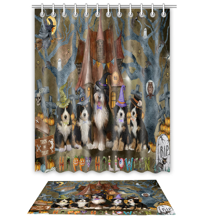 Bernedoodle Shower Curtain with Bath Mat Set: Explore a Variety of Designs, Personalized, Custom, Curtains and Rug Bathroom Decor, Dog and Pet Lovers Gift