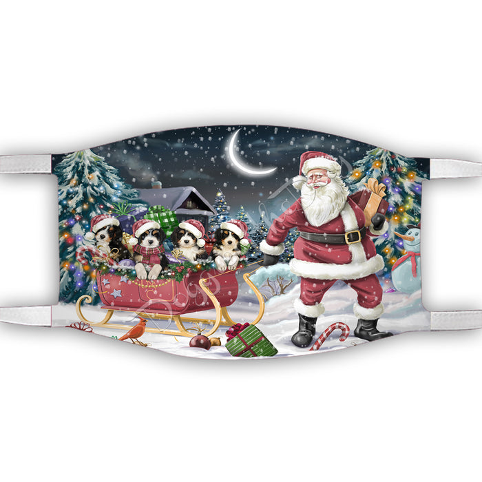 Santa Sled Dogs Christmas Happy Holidays Bernedoodle Dogs Face Mask FM48969