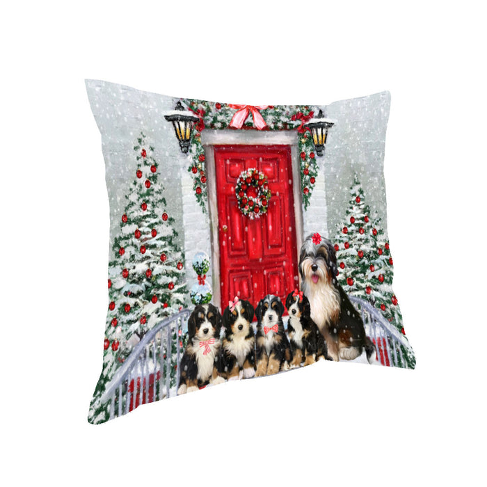 Christmas Holiday Welcome Bernedoodle Dogs Pillow with Top Quality High-Resolution Images - Ultra Soft Pet Pillows for Sleeping - Reversible & Comfort - Ideal Gift for Dog Lover - Cushion for Sofa Couch Bed - 100% Polyester