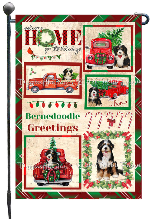 Welcome Home for Christmas Holidays Bernedoodle Dogs Garden Flag GFLG66980