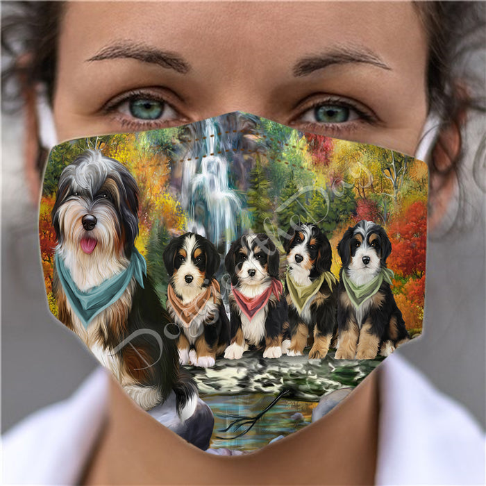 Scenic Waterfall Bernedoodle Dogs Face Mask FM49273